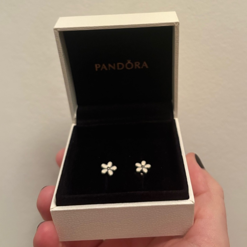 Pandora White Floral Earrings